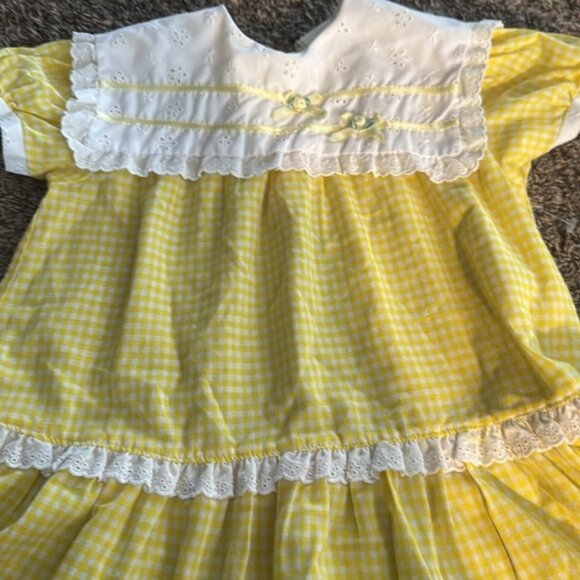 Vintage Yellow Gingham Party Dress Floral Easter Size 3x - Picture 2 of 15